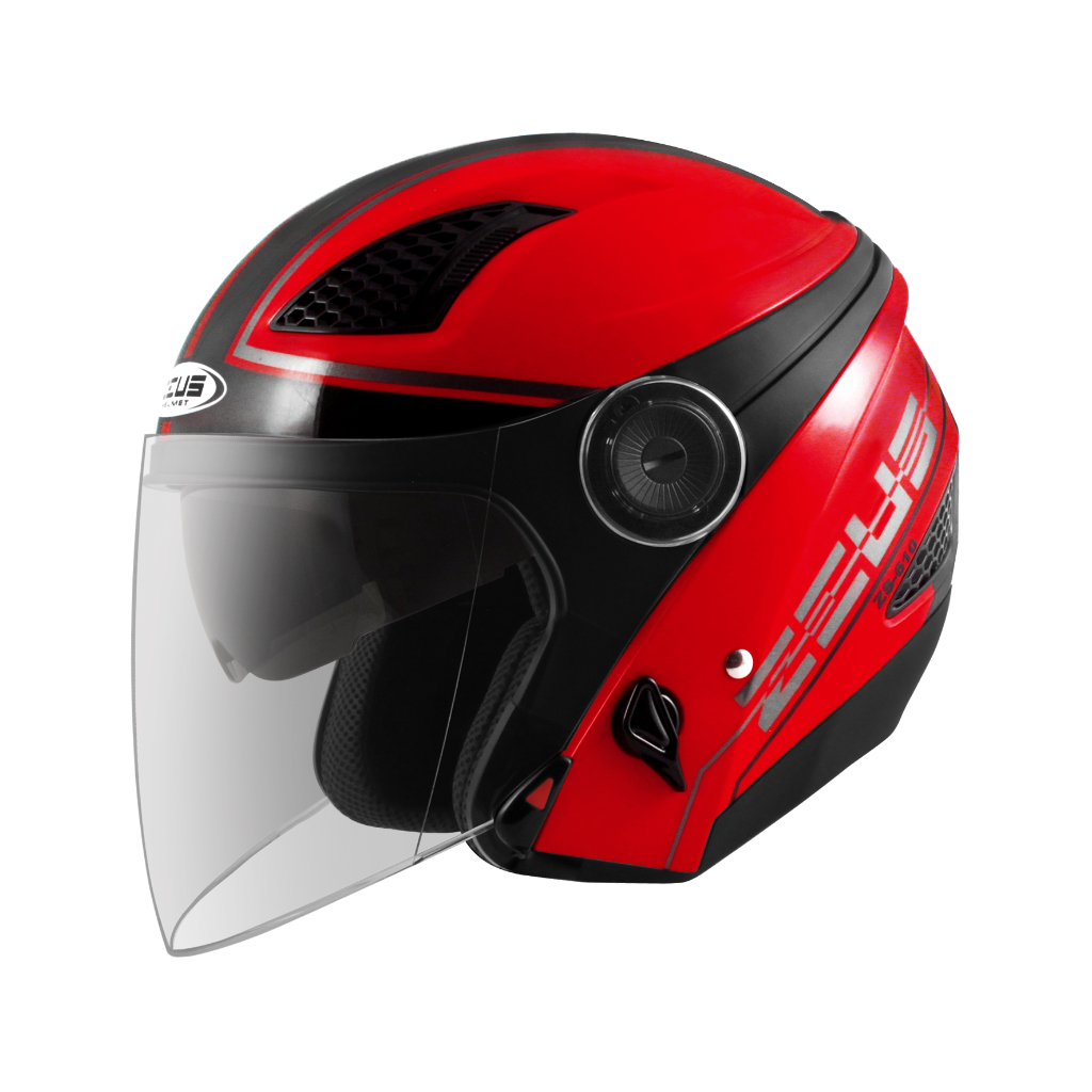 ZEUS 610 - RED / 0017 BLACK HALF FACE DOUBLE VISOR