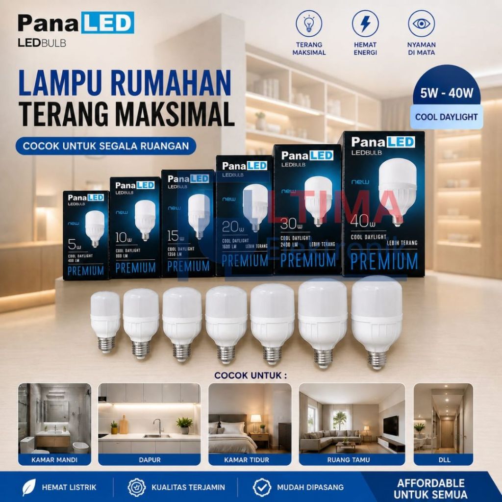 Panaled PREMIUM LED Murah Terang Ekonomis by Luby 5 10 15 20 30 40 Watt