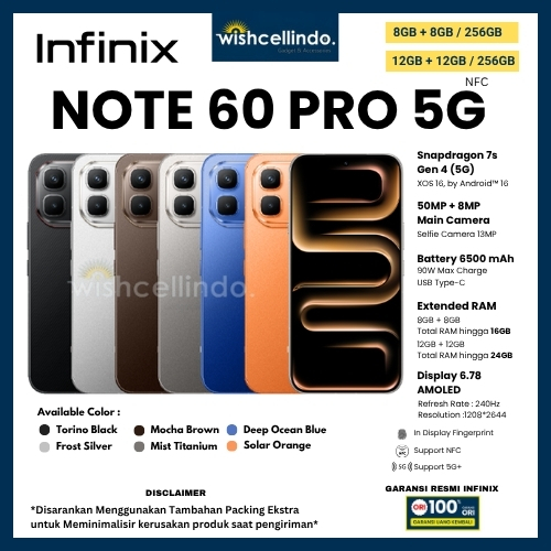 HP INFINIX NOTE 60 PRO 5G NFC 12/256, 60 PRO 5G NFC 8/256, 60 5G 8/256 & 50 PRO NFC 8/256 (BNIB)