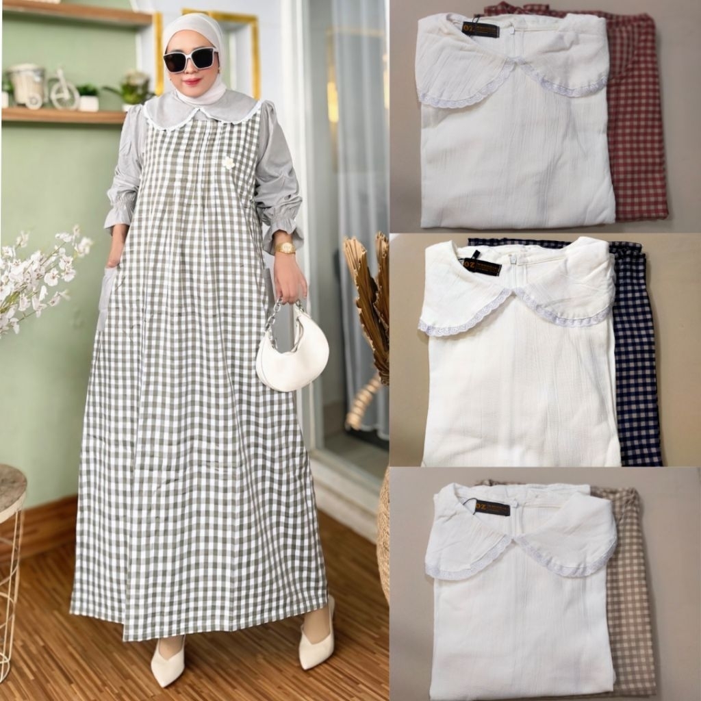 Indah Fashion - Yuka One Set OverAll Wanita Kekinian Dress Remaja Dewasa Model Cantik Dan Elegan Kat