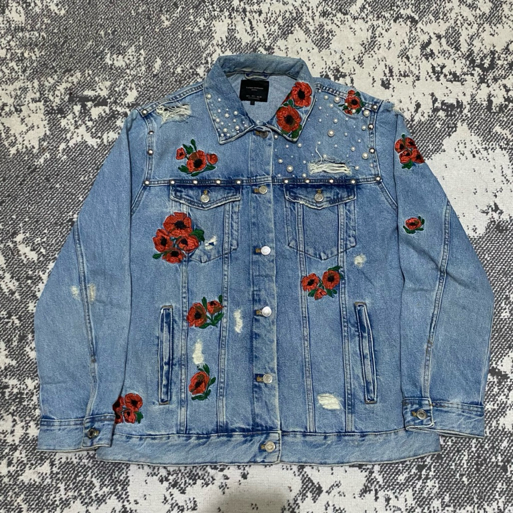 zara ripped denim jacket