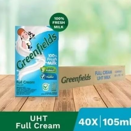 SUSU UHT /1 KARTON GREENFIELDS/indomilk 40 kotak/Dus/ Full cream/coklat/stowberry