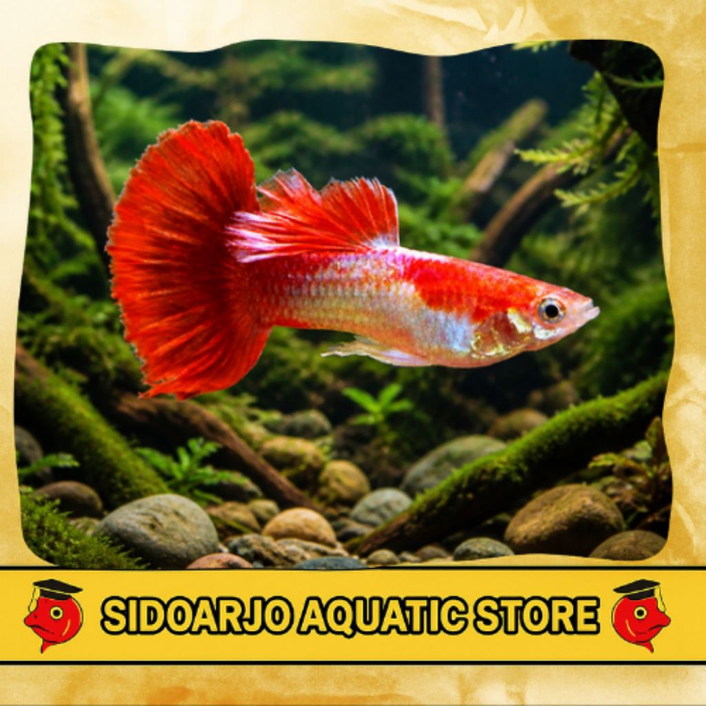 MINIMAL BELI 3 ITEM BOLEH BEDA JENIS HIASAN AKUARIUM GUPPY RED BLONDE / GUPPY BLONDE RED / GUPPY RED