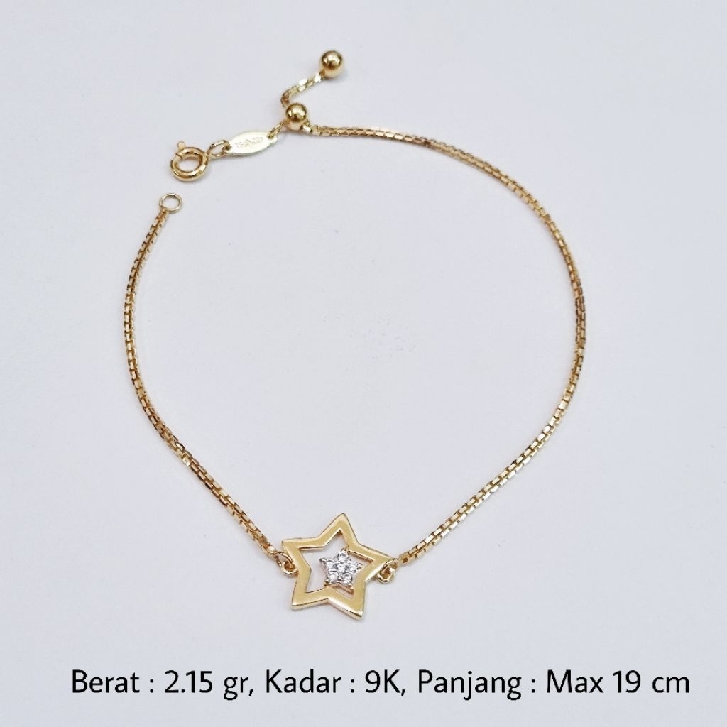 Gelang Serut Bintang Emas UBS 9K Panjang Maksimal 19 cm - BW9 / 2.15 gr