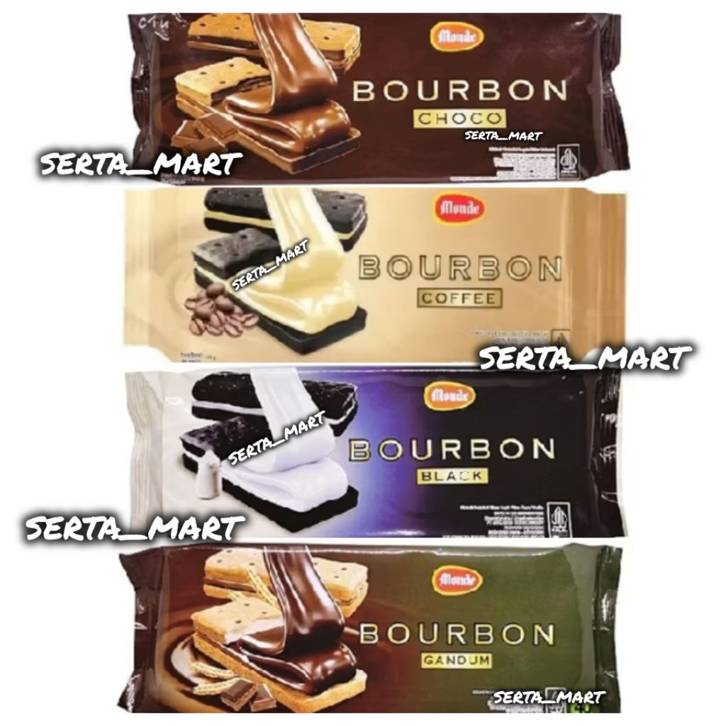 Monde Bourbon Biskuit Coklat 140gr - Monde Bourbon Choco / Black / Coffee / Gandum