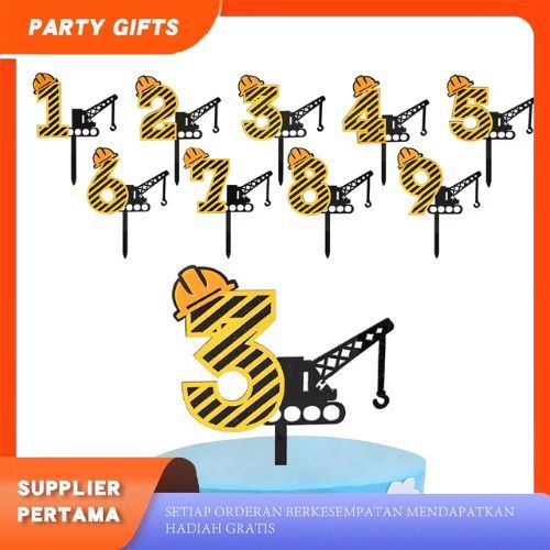 Cake Topper Angka Tema Konstruksi Excavator Topper Kue Ulang Tahun Anak