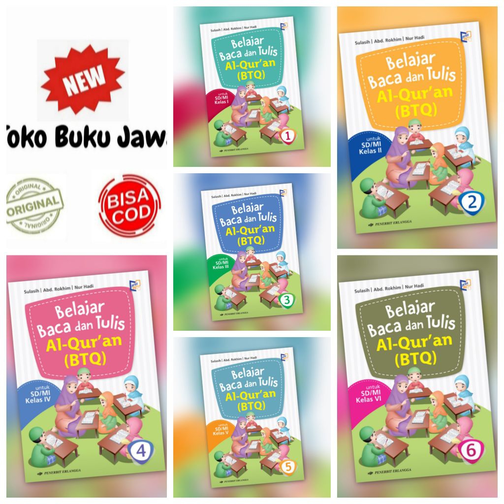 Erlangga - ORI Buku Belajar Baca dan Tulis Alquran BTQ Kelas 1 2 3 4 5 6 Erlangga Penilaian