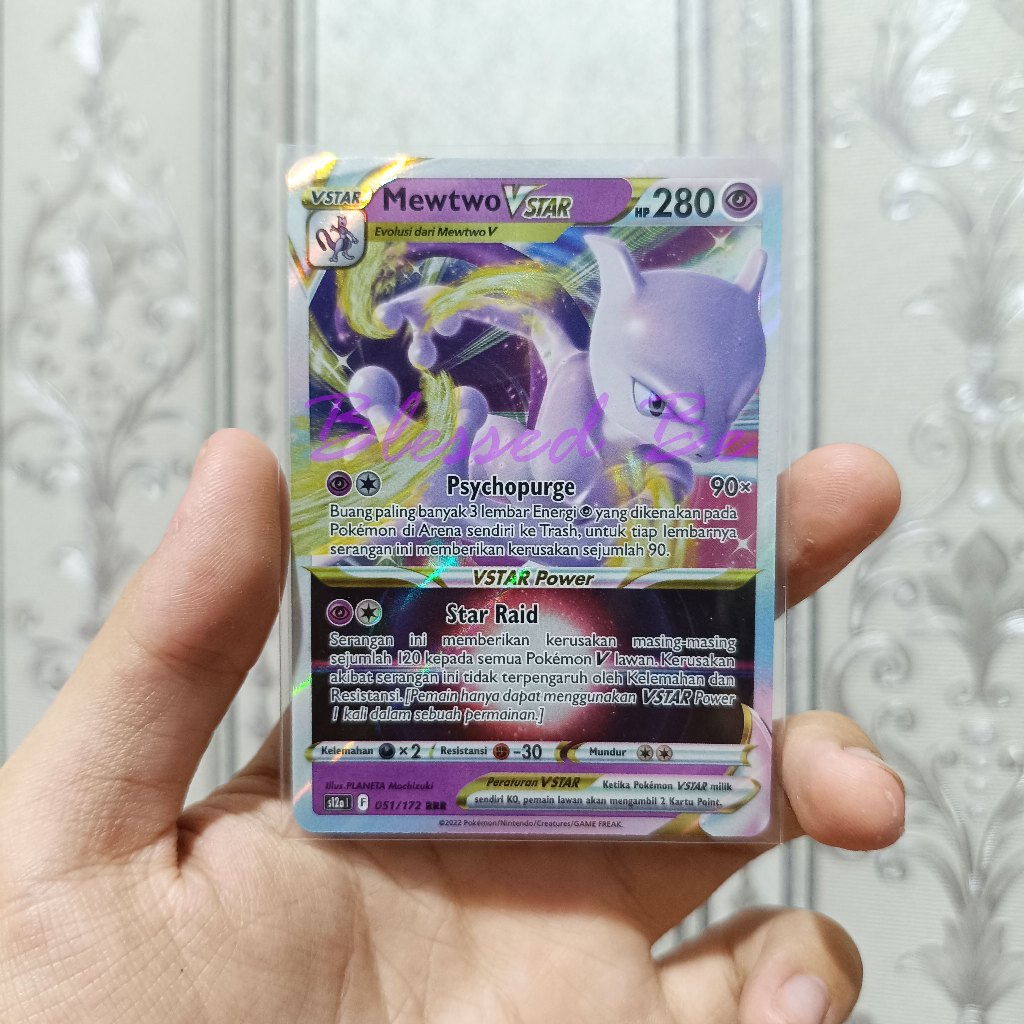 Kartu Pokemon asli Mewtwo Vstar 051/172 Bahasa Indonesia
