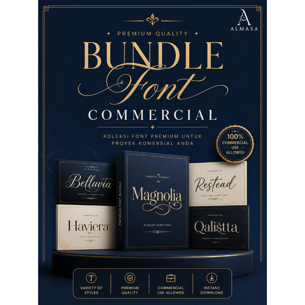 Bundle Font Commercial Koleksi Font Eksklusif untuk Desain Kreatif & Profesional