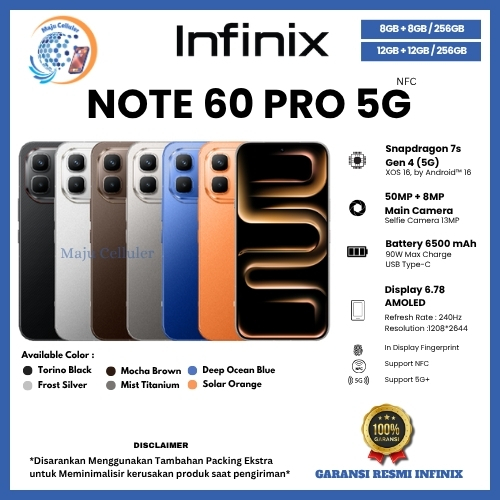 HP INFINIX NOTE 60 PRO 5G NFC 12/256, 60 PRO 5G NFC 8/256, 60 5G 8/256 & 50 PRO NFC 8/256 (BNIB)