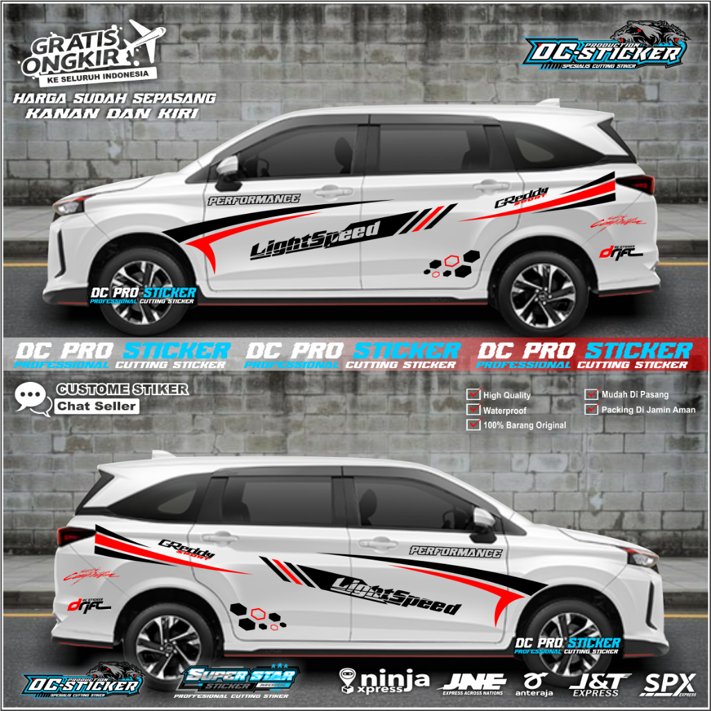 Aksesoris Mobil Stiker Cutting Daihatsu Xenia, Avanza Veloz Sigra Calya Lis Variasi Avanza Innova Ru