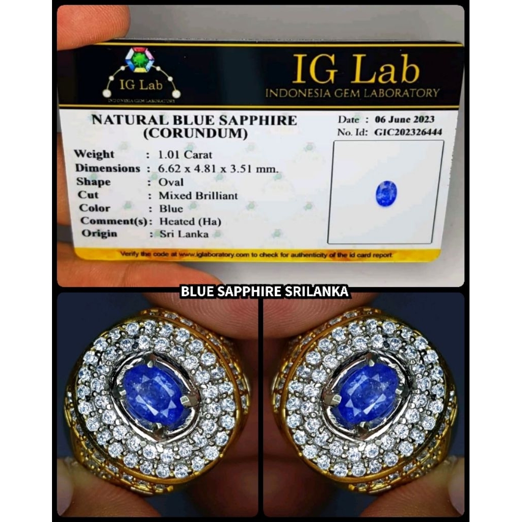 CINCIN BATU BLUE SAPPHIRE ASLI SRILANKA