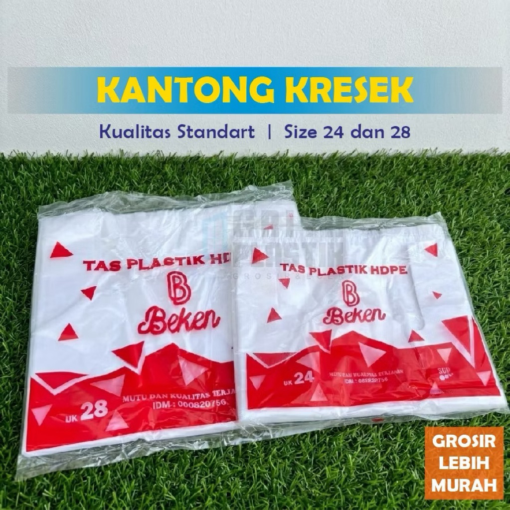 Kresek BEKEN size 24/28 | Kantong Kresek Tanggung dan Besar | Kresek HDPE | Kresek Bening Transparan