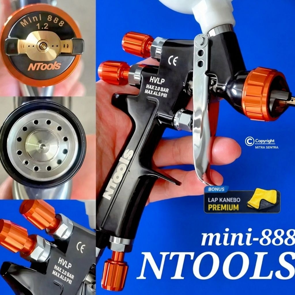 Garansi 12 bulan Spraygun Profesional NTools 888 2 variasi nozle 1.0 1.2mm
