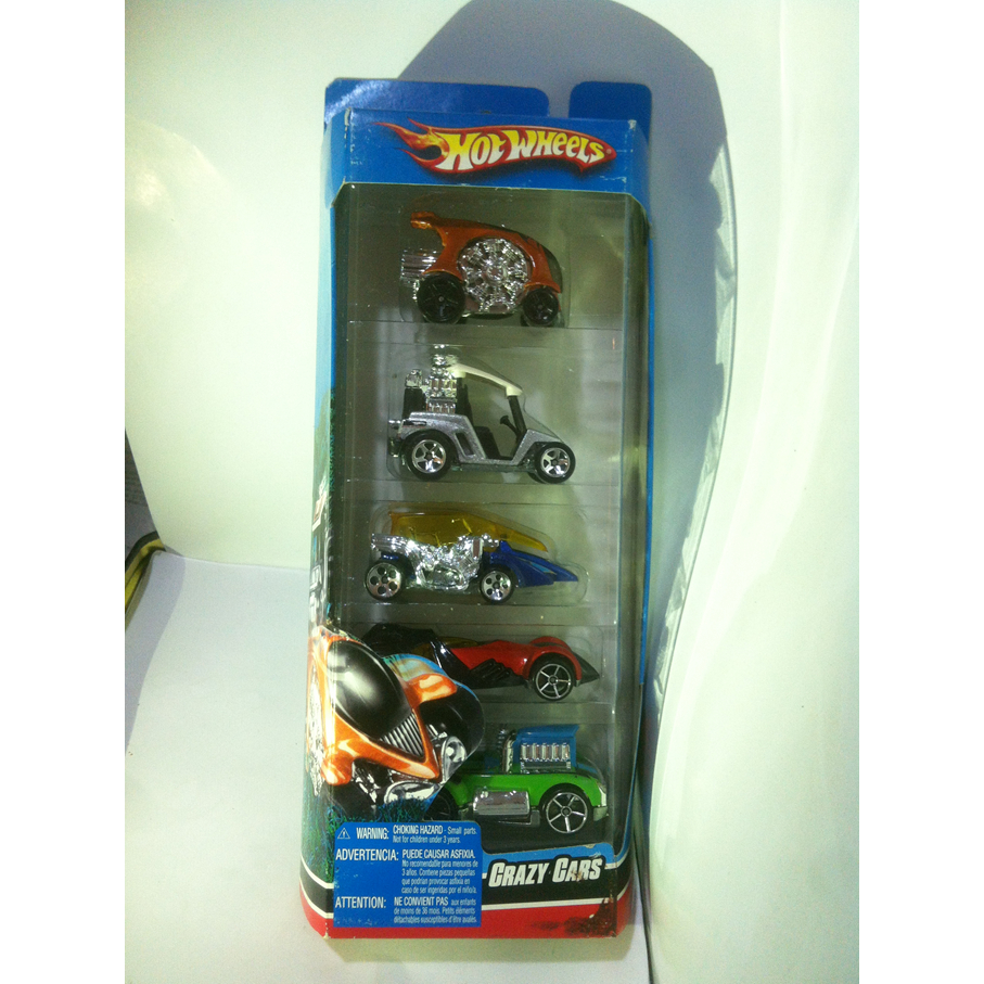 Hot Wheels Gift Pack. 2007 Wild Things Crazy Cars 5-Pack - K6178. Cyclops-Tee'd Off Fore Wheeler-Pop