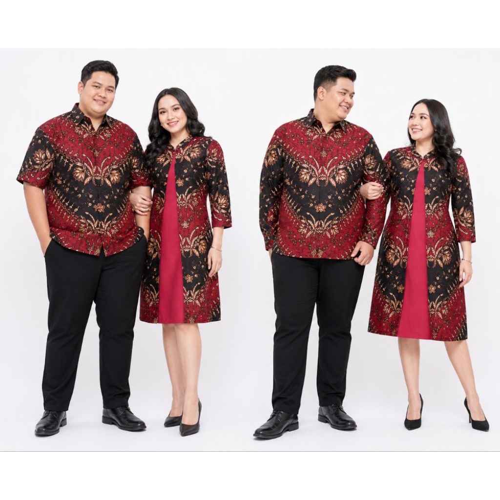 Seragam Dress Batik Merah Seragam Couple Merah Batik Couple Tunik Batik Merah