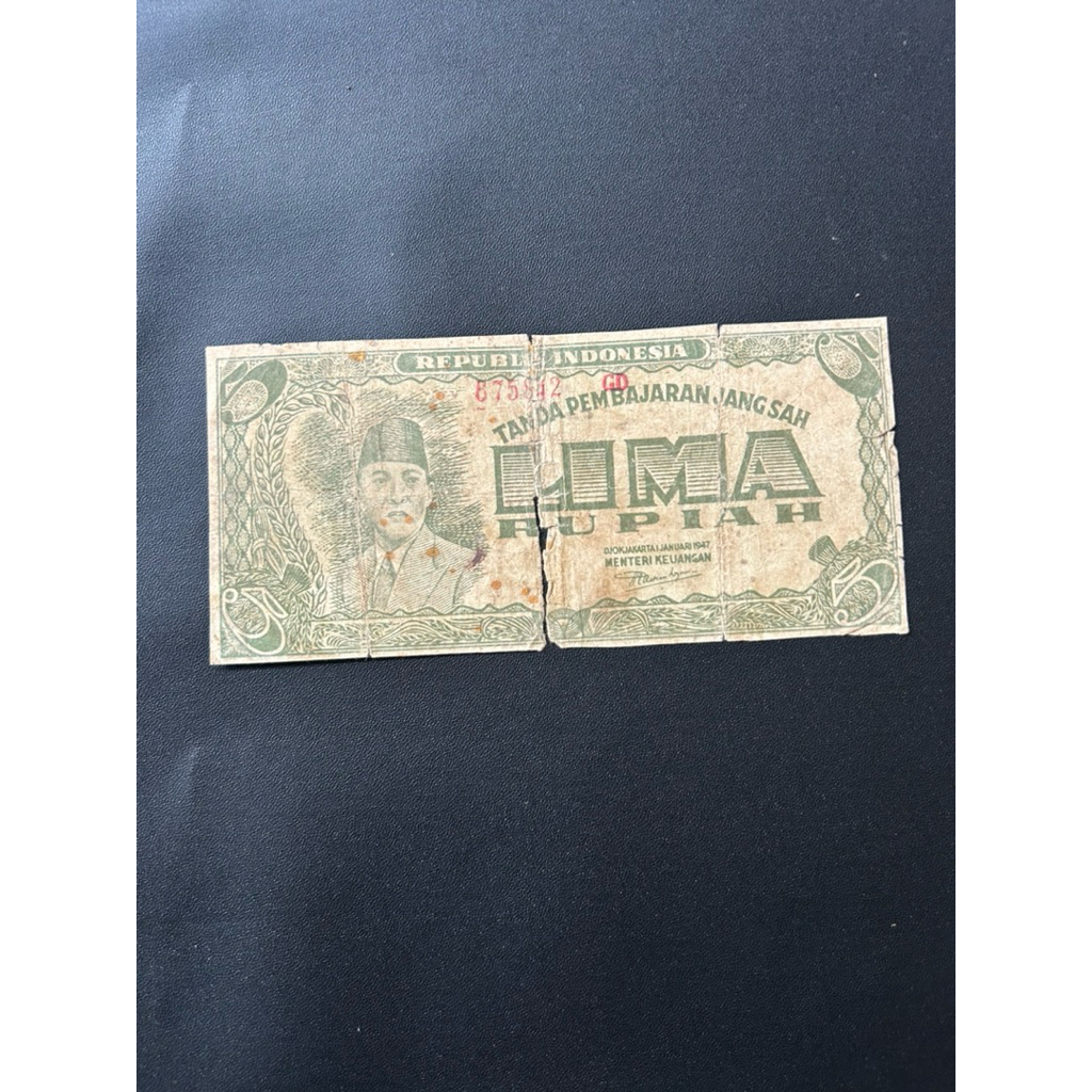 5 rupiah soekarno 1947 fine marta collection 02 seri ori ,koleksib unik dan keperluan nikah