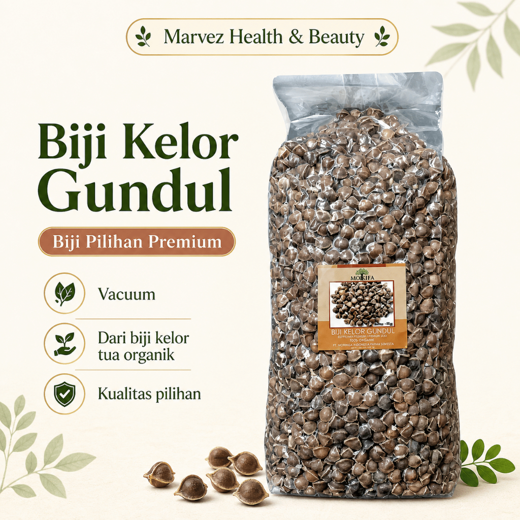 Biji Kelor Hitam Gundul Kering Asli dari Pohon Biji Tua Obat Herbal Lamuzi Organic Moringa Seeds