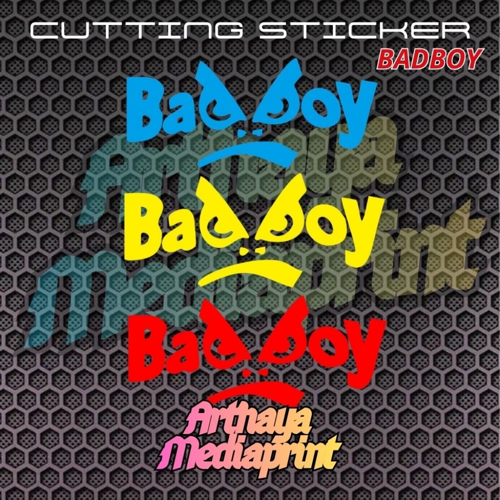 Sticker cutting Badboy emoji motor mobil tahan air