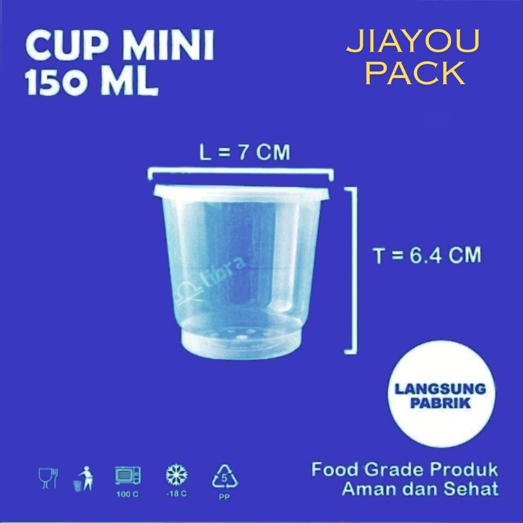 LIBRA 1 Dus = 1000 Pcs Thinwall Cup Gelas Merpati 150 ML + Tutup / Mangkok Pudding / Sambal 150ML 10