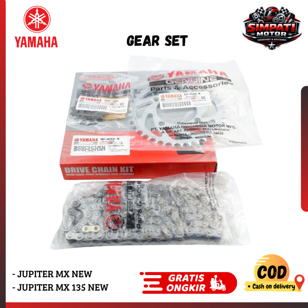 Gir Set Jupiter MX 135 New Rantai Gear Depan Belakang Jupiter MX Simpati Part Motor