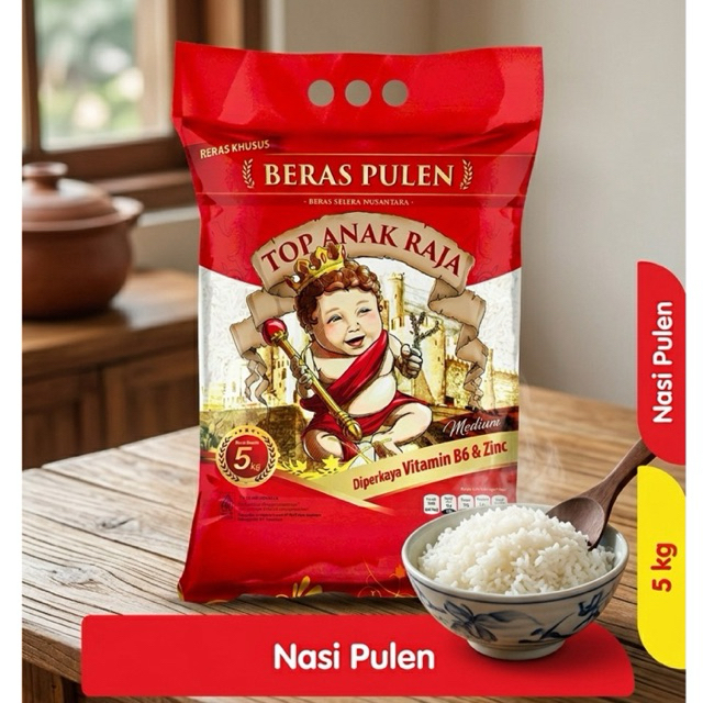 Top Anak Raja Beras Pulen Pouch 5 kg || Beras Anak Raja Premium 5kg