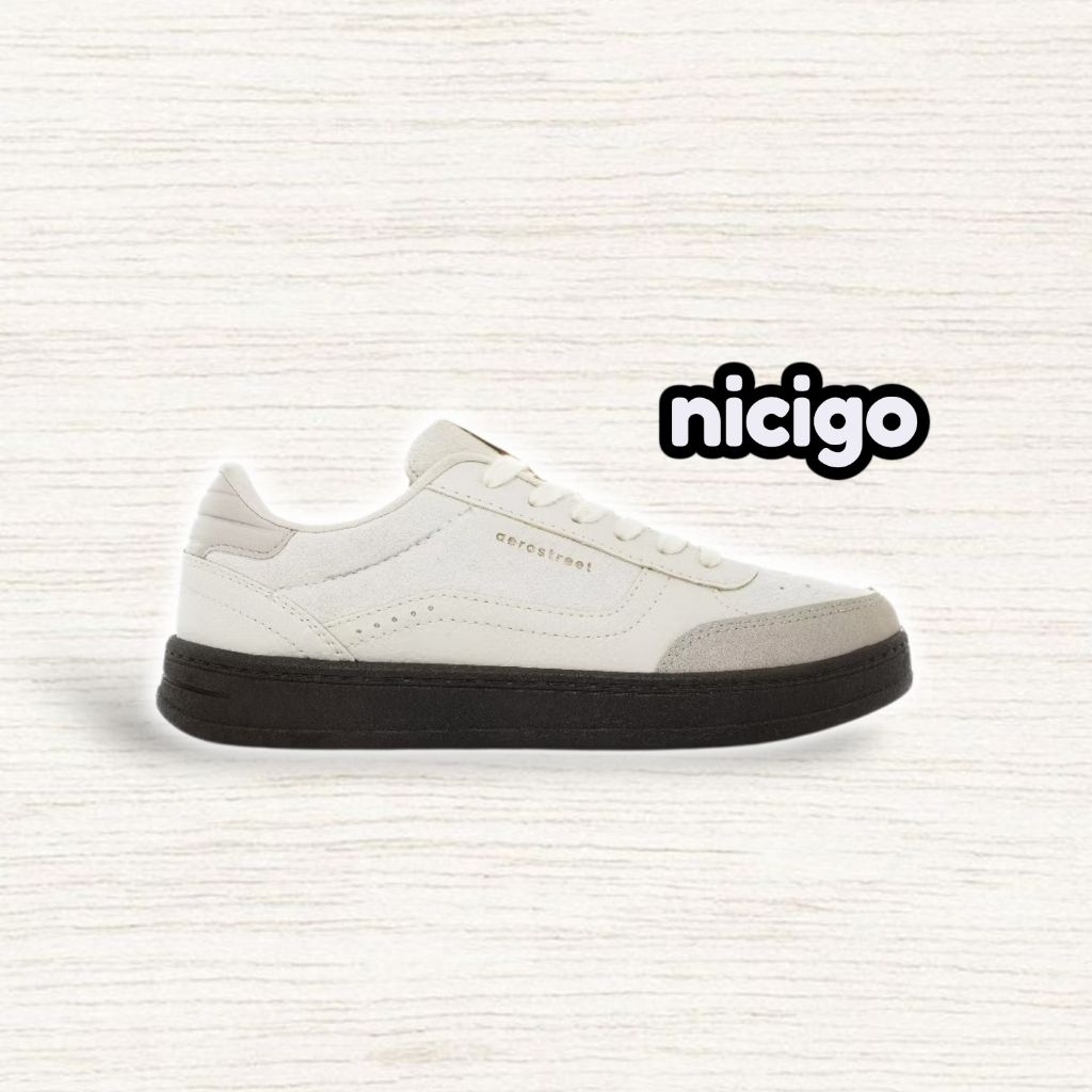 Sepatu Sneakers Casual Pria Wanita - Aerostreet Austin Krem Abu Muda / Austin Hitam Putih / Austin A