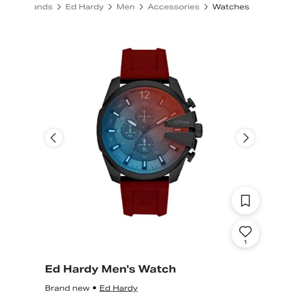 Authentic Jam Tangan Pria Ed Hardy Red Silicon