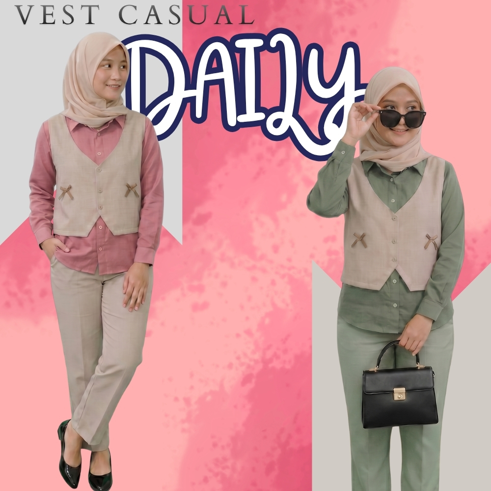 kemeja Wanita Vest Pita Terbaru Model Korean Style