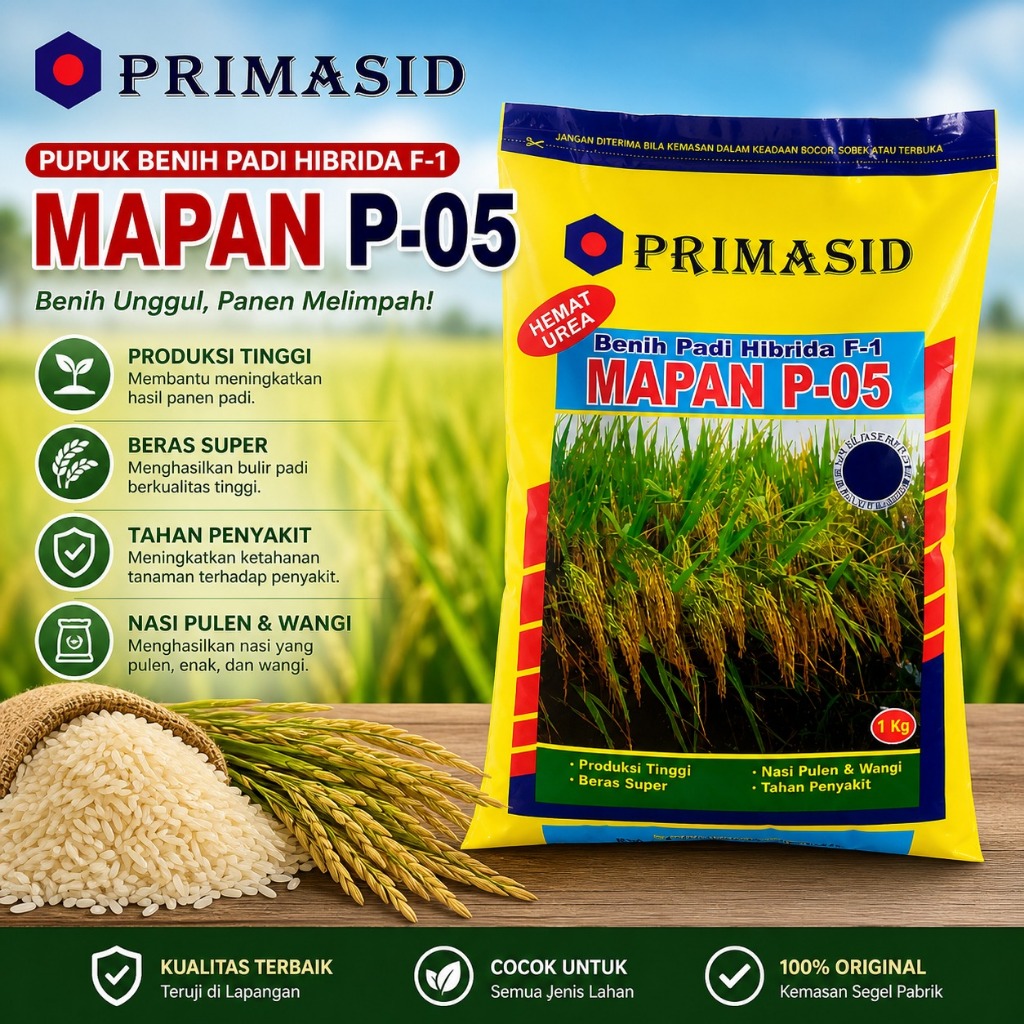 Bibit Padi Hibrida Mapan P.05 Original | Benih Padi Unggul Produktivitas Tinggi