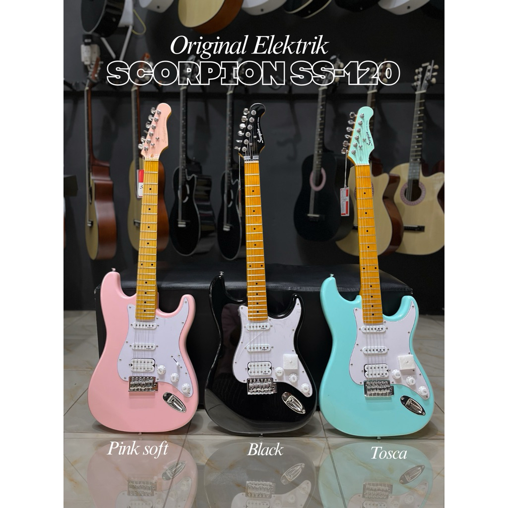 GITAR SCORPION ORIGINAL SS-120 STRATOCASTER, GITAR LISTRIK SCORPION ORIGINAL, GITAR ORIGINAL