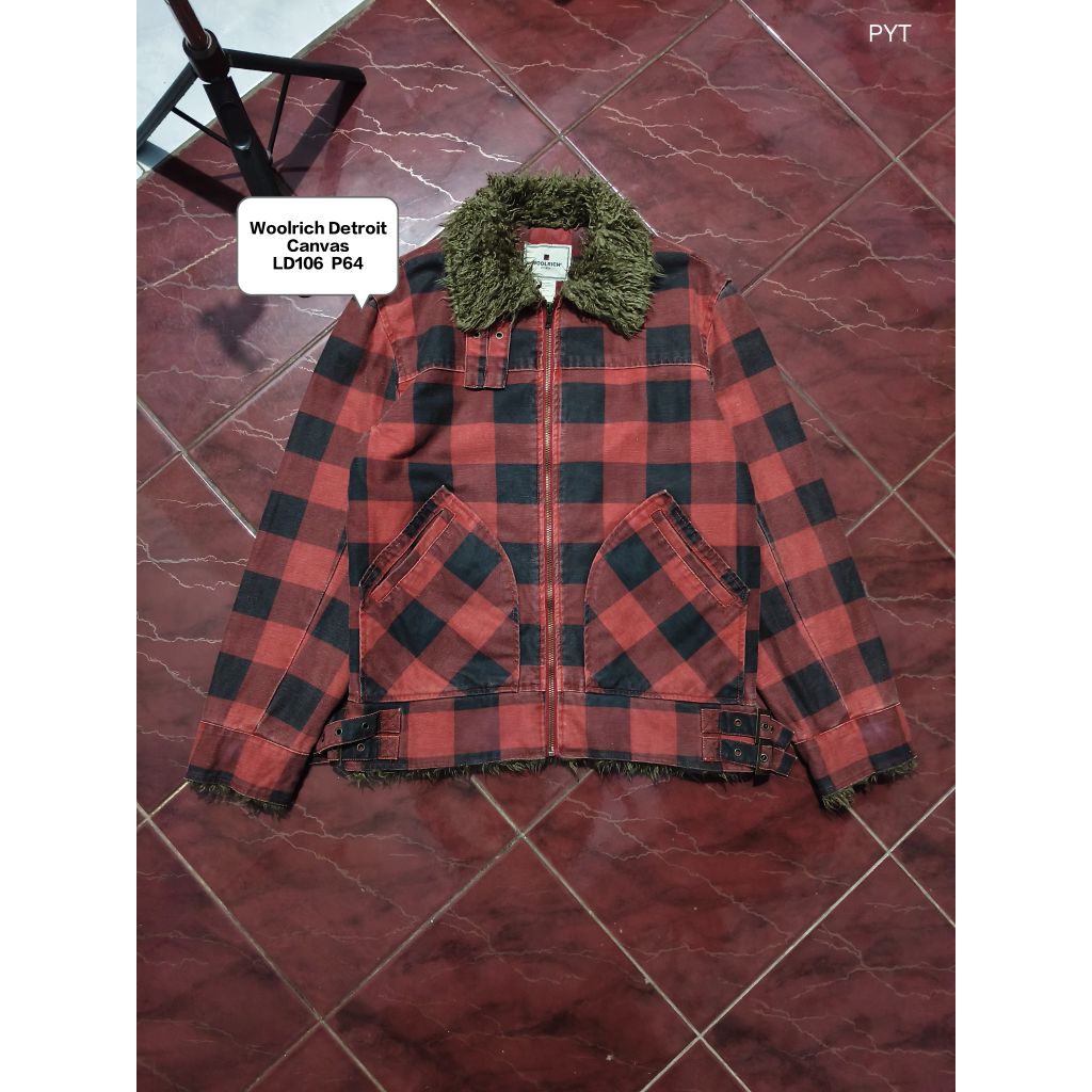 WORK JACKET DUCK CANVAS WOOLRICH DETROIT PLAID