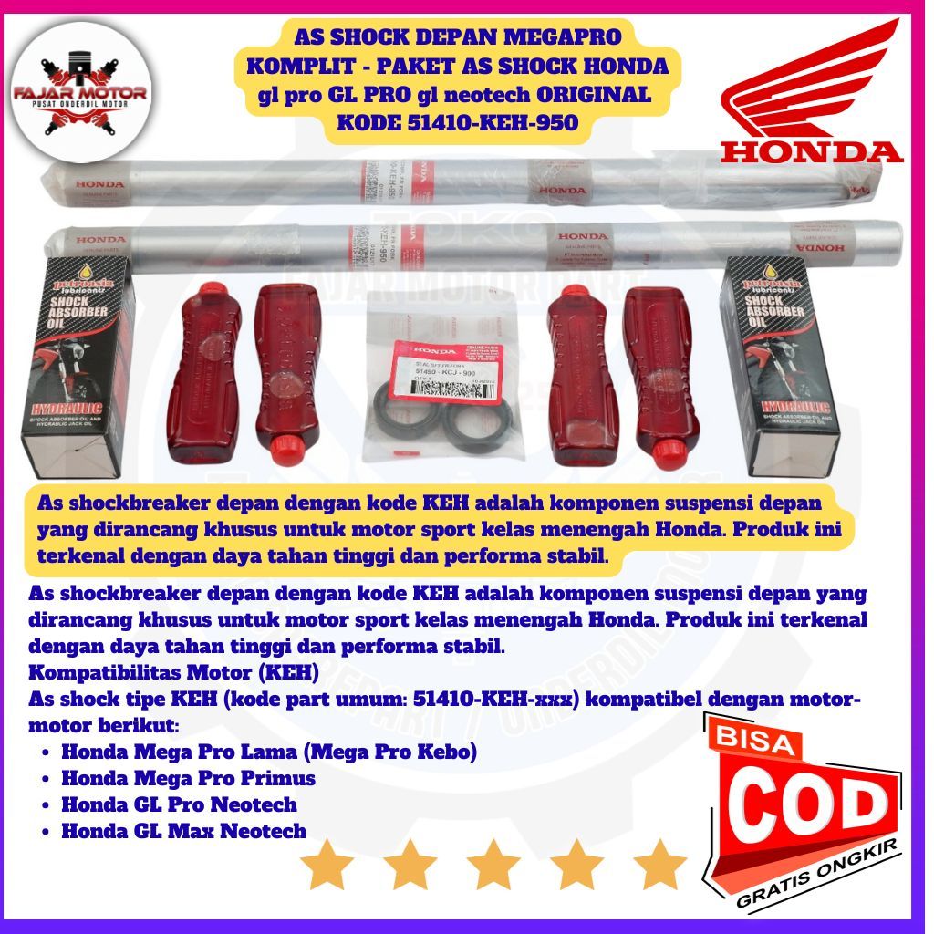 AS SHOCK DEPAN Megapro Original - PAKET As Sok HONDA gl pro GL PRO gl neotech 51410-KEH-950
