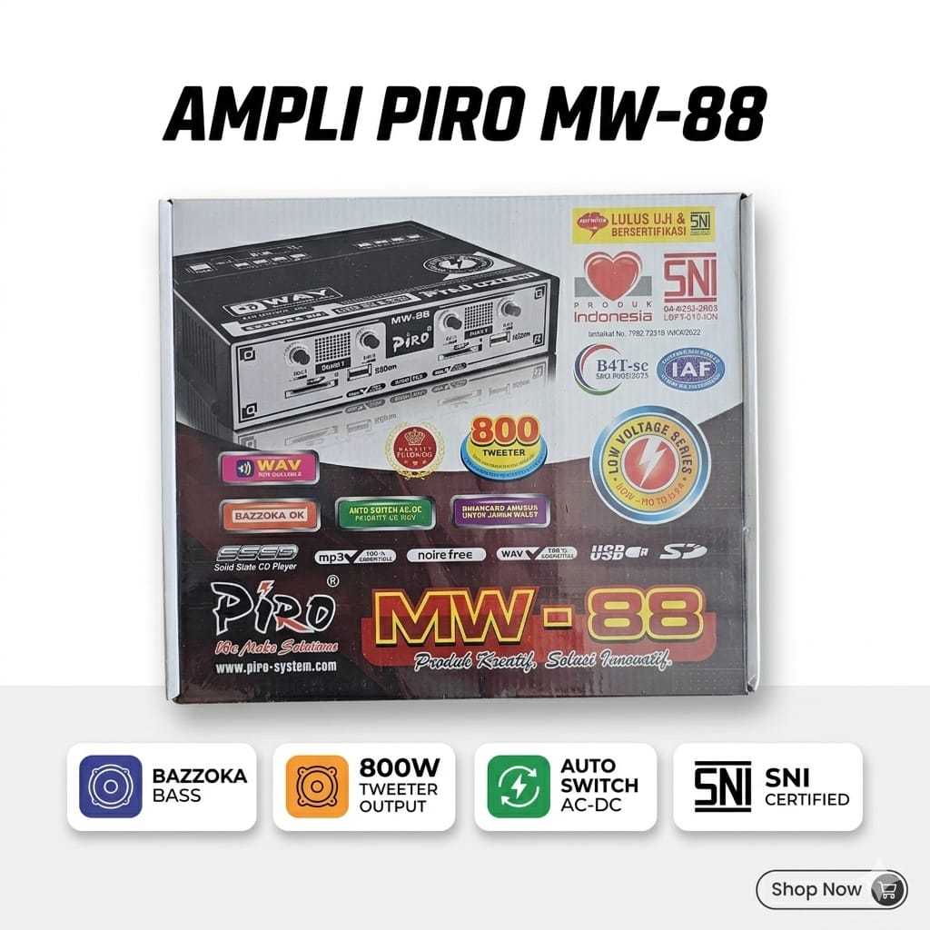 Ampli walet piro 88 | AMPLI WALET PIRO MW 88 ORIGINAL 2 INPUT 4 CHANEL ANTI PETIR