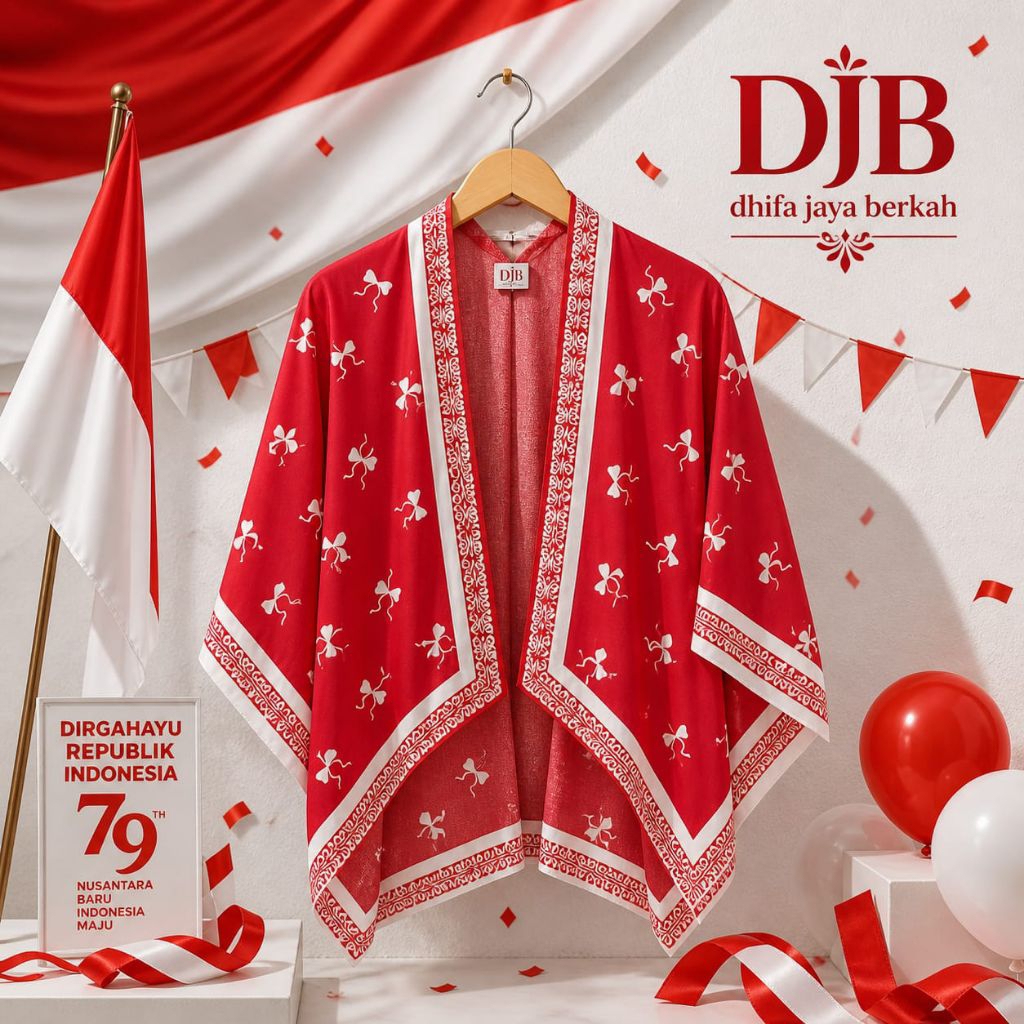 Outer Merah Putih Series Kemerdekaan | Outer Agustusan | Outer Arwen Scraf Batwing Terbaru Model Kel