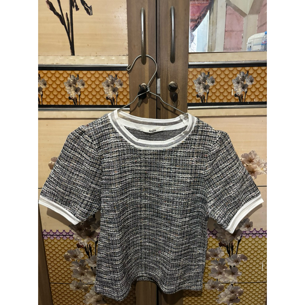 PL BAJU CROP TWEED TEBAL