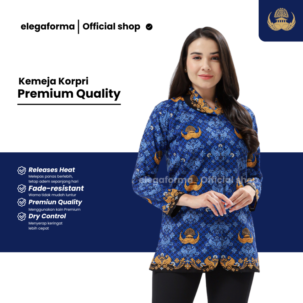 Batik Korpri Kerah Hitam Full Furing Premium Baju ASN PNS Pria Wanita Terbaru 2026