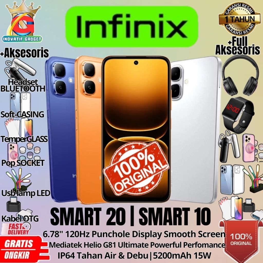 HP BARU INFINIX SMART 20 | SMART 10 4/128GB & 4/64GB Ram Upto 8GB GARANSI RESMI 100% ORIGINAL