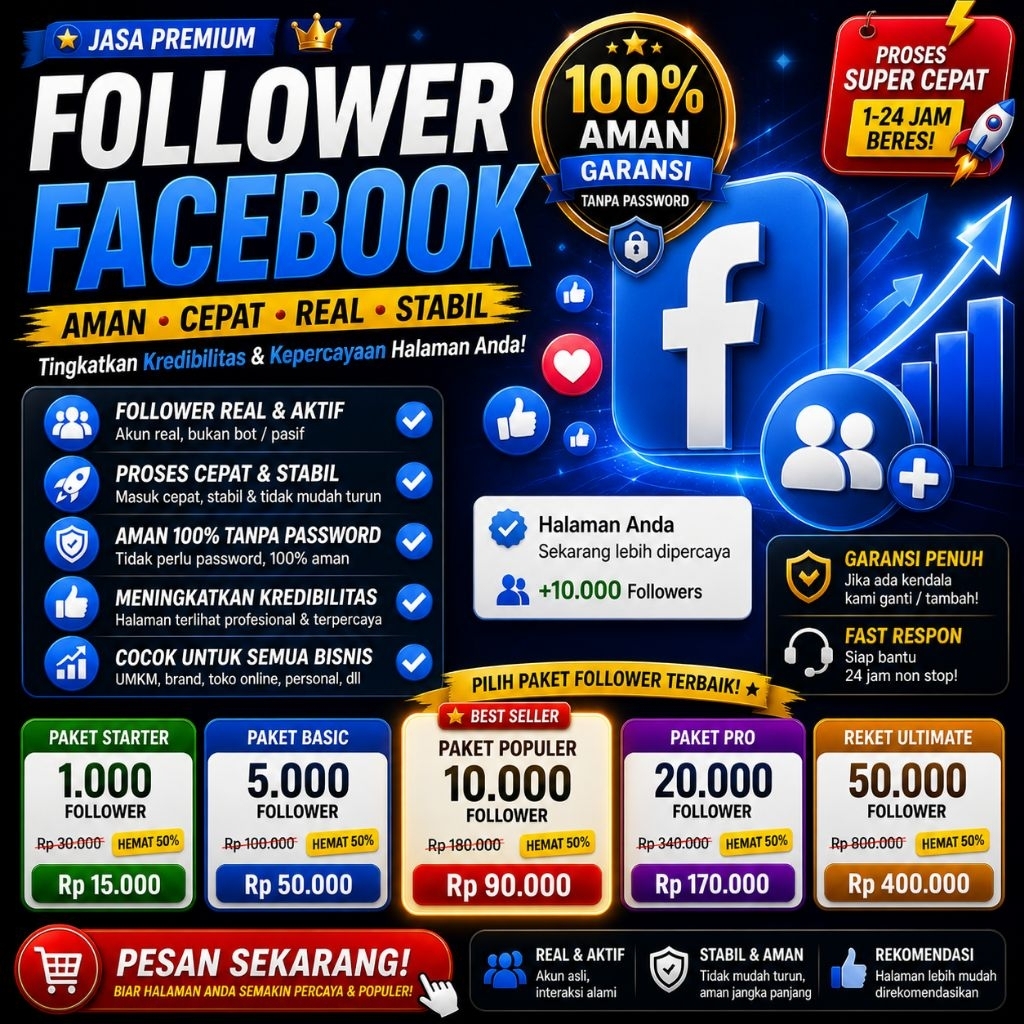 PROMO Followers Facebook Pengikut Facebook Aktif Aman Monetisasi Pengikut Profil/Halaman