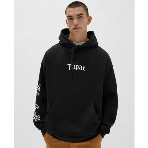 Jaket Hoodie Pull And Bear Tupac Motip Pullprint Bahan Tebal Gramasi 280