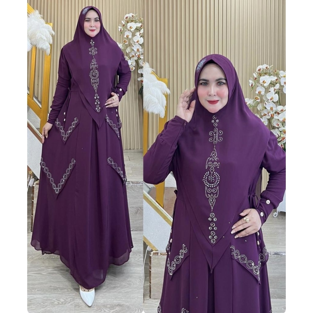 GAMIS SYAR'I ADU MANIS PAYET SWAROVSKI MEWAH ELEGAN