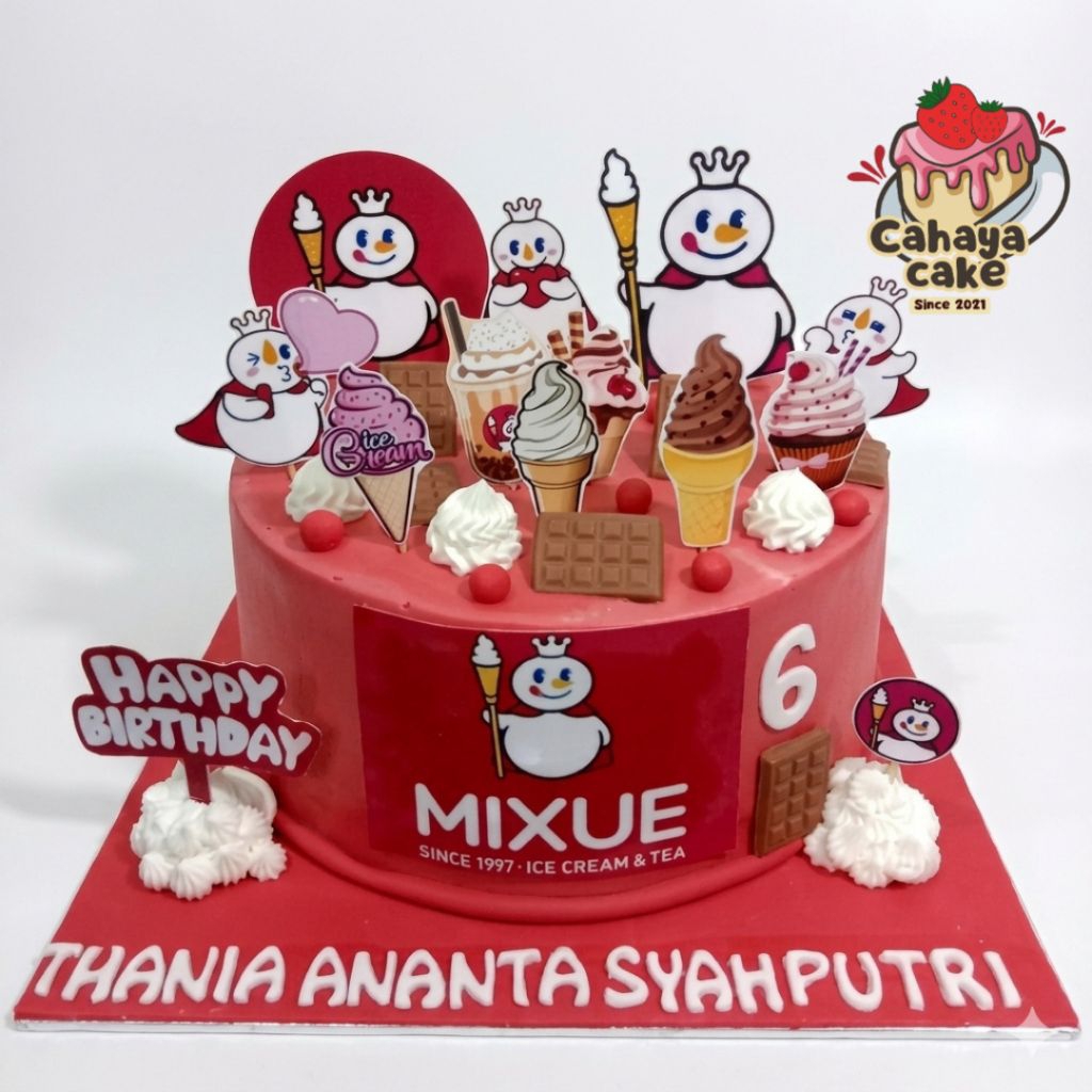 Kue Ulang Tahun Mixue / Mixue Cake / Kue Ultah Karakter Ice Cream