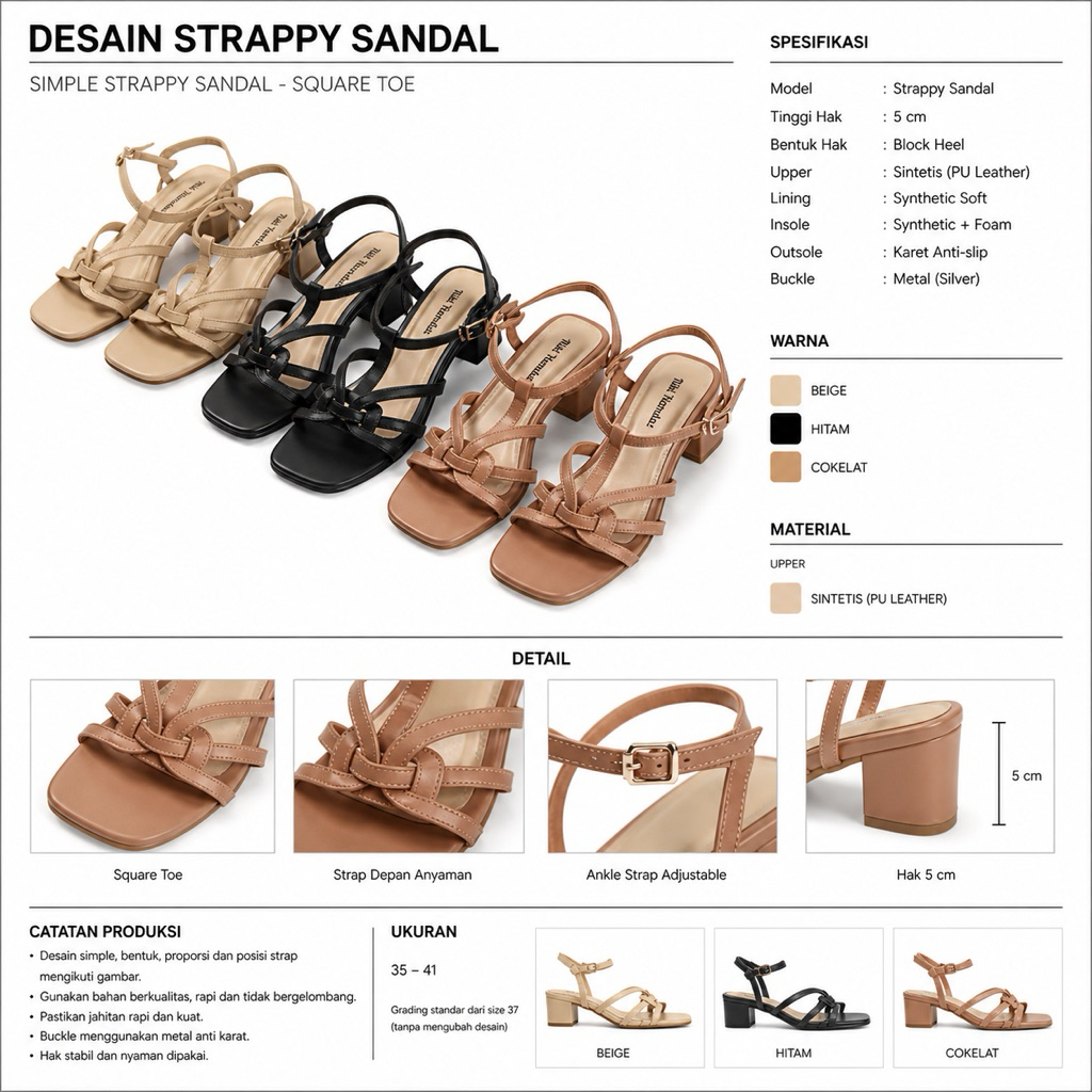 Riki Chaniago Sandal wanita Heels wanita Edison Heels Wanita  Model  Block Heels Strappy Nyaman
