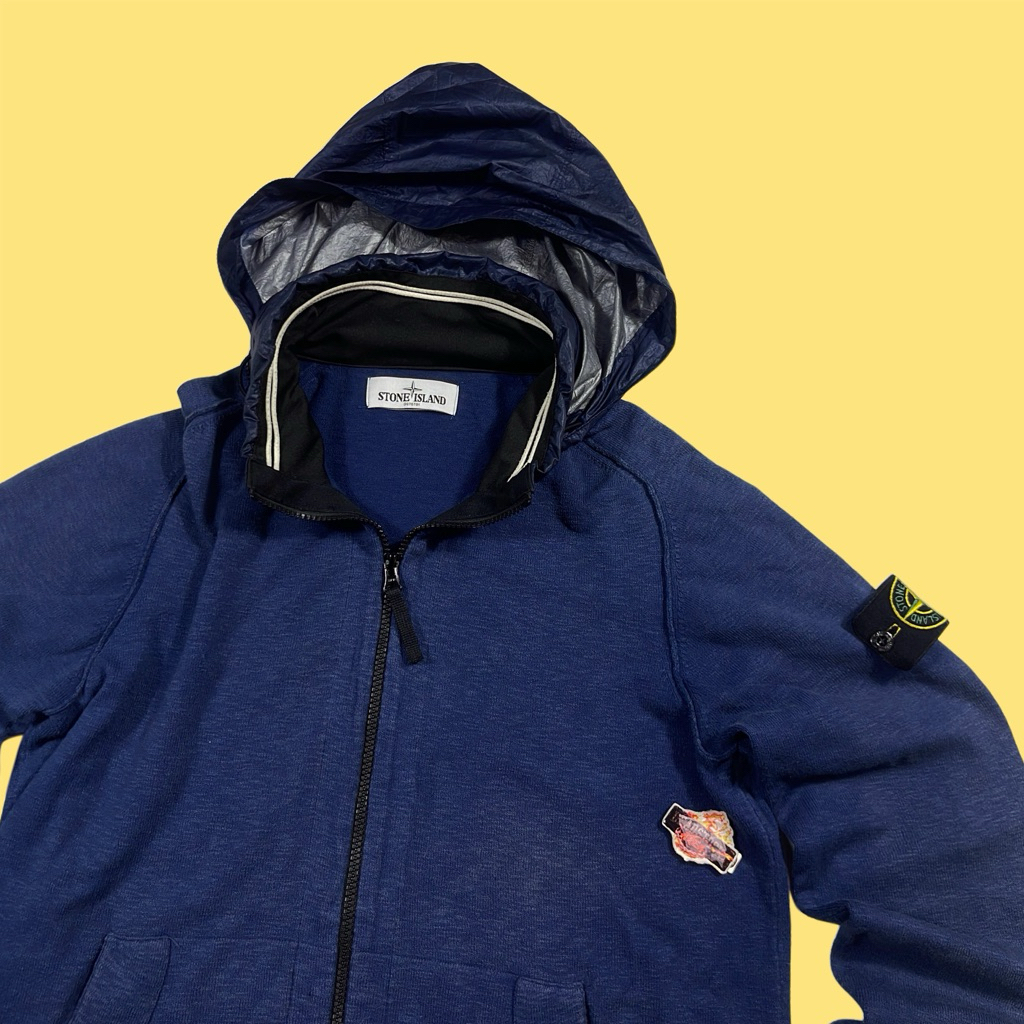 Stone island knit zipper jacket indigo original