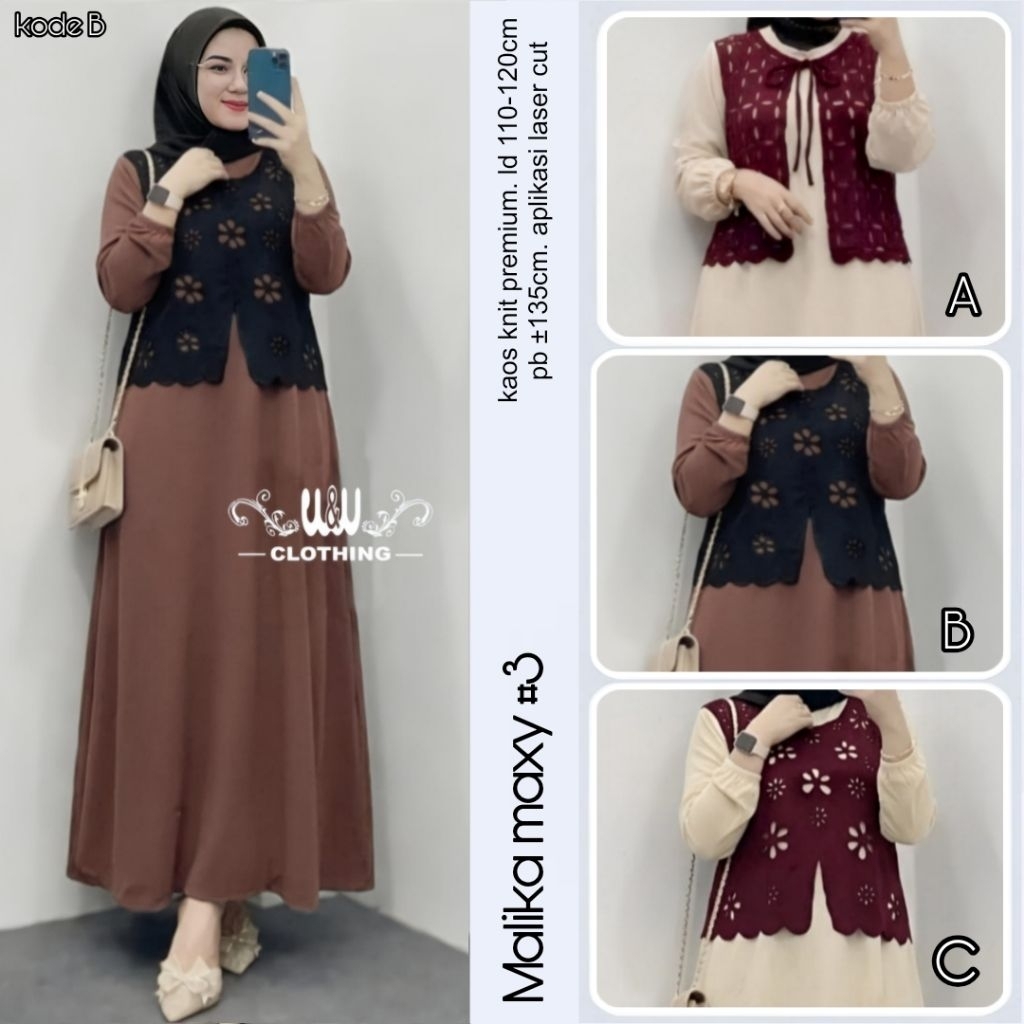 Dress Malika Maxy #3 Kaos Knit Apl Laser Cut