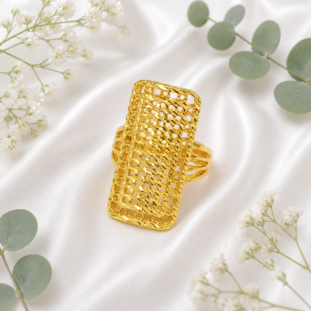 Cincin Dubai Simple Kotak Panjang Korea Murah Elegan Wanita