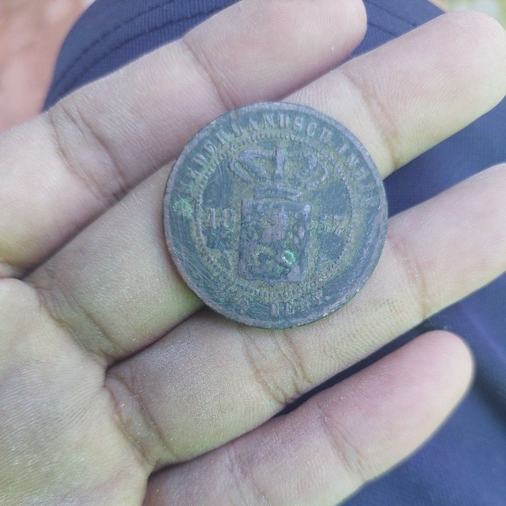 koin 21/2 cent tahun 1857. asli.