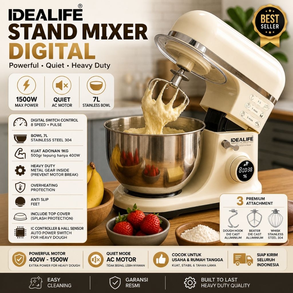 IDEALIFE Stand Mixer Digital Profesional Standing Mixer Idealife Premium Quality IL-221s