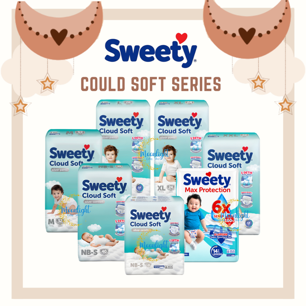 Sweety Silver Soft Cloud Pants Perekat Popok Bayi Perekat NBS40/S36/M32/L26/XL24/XXL22