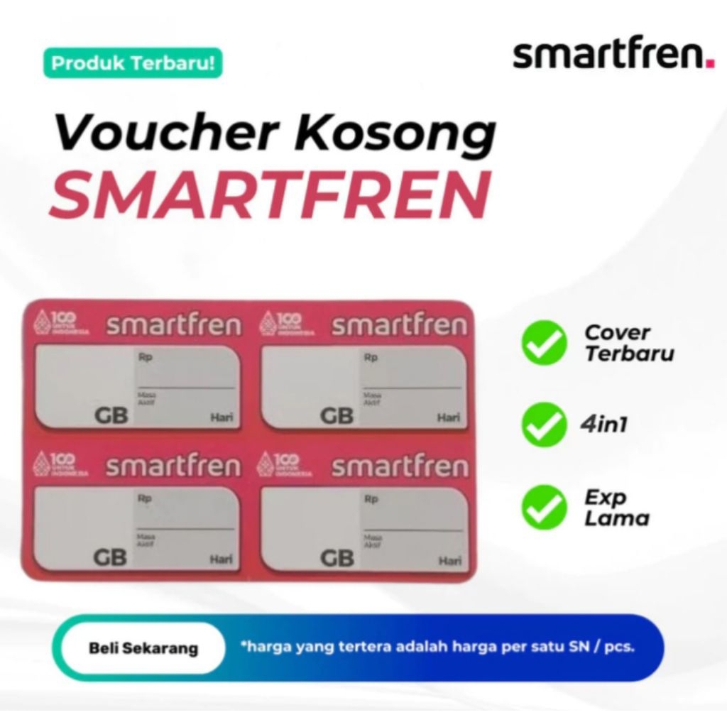 Voucher Kosong Smartfren Nasional*Exp: 31/12/28 * Bisa injek dan digunakan Seluruh Indonesia * Model